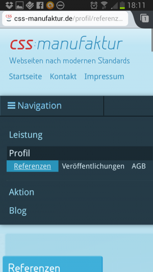 Das Menü wird kürzer, wenn nur das Untermenü im aktiven Navigationspunkt angezeigt wird.